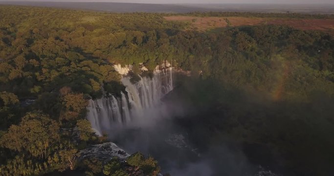 Aerial footage of beautiful Calandula waterfalls, Malanje, Angola.