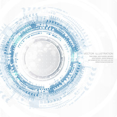 Technology background and abstract digital tech circle with various technological elements. Vector illustration. EPS 10.