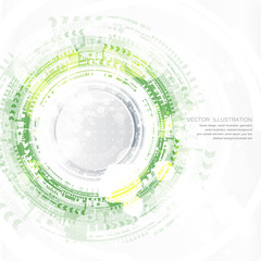 Technology background and abstract digital tech circle with various technological elements. Vector illustration. EPS 10.