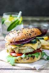 Homemade chicken burger