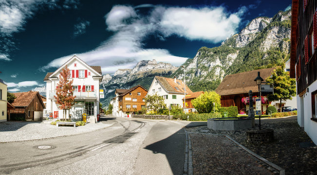 Swiss village of Berschis, Walenstadt