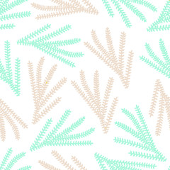 Vector seamless floral pattern. Stylish wallpaper with pink and blue branches  on a white background.