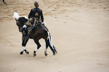 Papier Peint photo Tauromachie Corrida. Matador et combats de chevaux dans une corrida espagnole typique