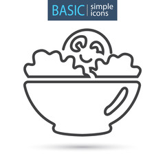 Plate with vegetable salad line icon