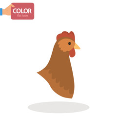 Chicken head flat color icon
