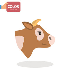 The head of a cow simple basic flat color icon