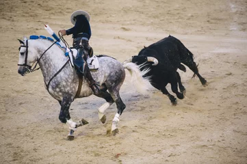 Papier Peint photo Tauromachie Corrida. Matador et combats de chevaux dans une corrida espagnole typique
