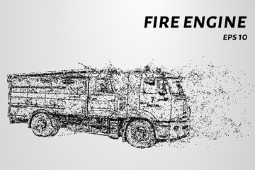A fire truck from the particles. From the fire engine rips apart the wind