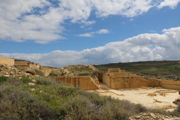 Limestone quarry on the island of Gozo Malta
