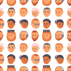 Eemotion vector people faces cartoon emotions avatar illustration. Woman and man emoji face icons and emoji face cute symbols. Human people emoji face happy emoji facial character symbols