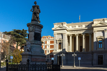 Fototapeta na wymiar Maria Cristina de Borbon Statue in front of Museum of the Prado in City of Madrid, Spain 