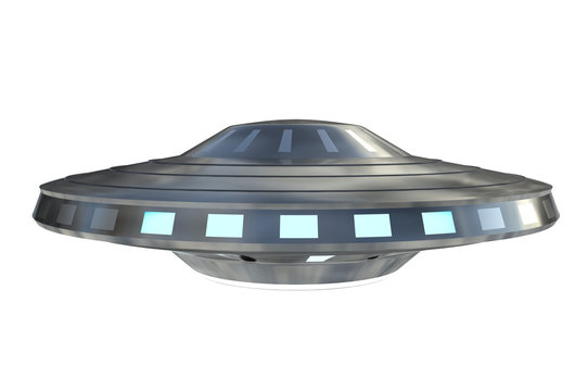 UFO or alien spaceship isolated on white background