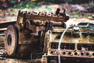 old motor on the floor