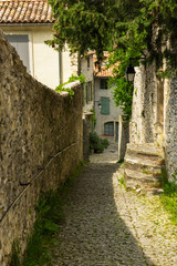 Obraz premium Typical paved french Provence street, Vaison-la-Romaine 2018.