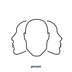 human head, linear icon on white background