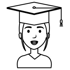 woman student graduating with uniform vector illustration design