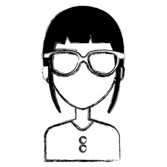 beautiful woman with glasses avatar character vector illustration design