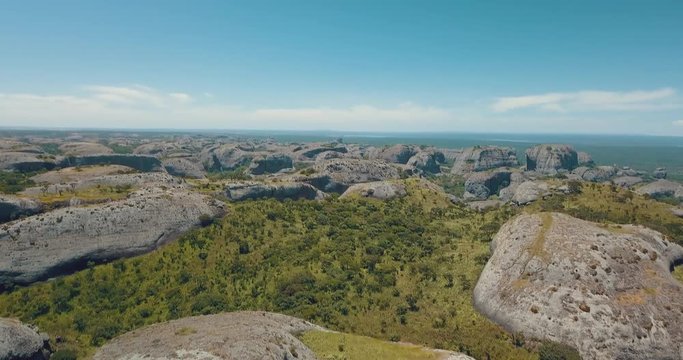 Aerial shot of Pungo Andongo stones in Malanje, Africa, Angola.