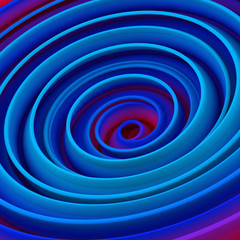 Blue twisted spiral shape abstract 3D render