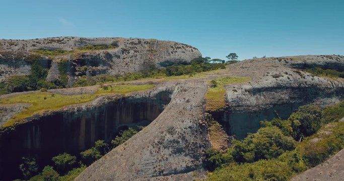 Aerial shot of Pungo Andongo stones in Malanje, Africa, Angola.