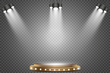 Obraz premium Round podium with lights effect, abstract background, vector.