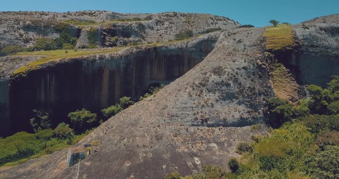 Aerial shot of Pungo Andongo stones in Malanje, Africa, Angola.