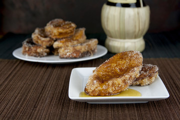 Traditional Spanish torrijas with sweet honey