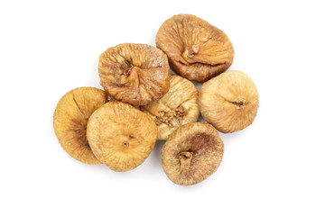 Dry figs isolated on white background, top view
