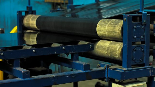 Metalworking factory production plant equipment in action