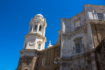 Cadiz Cathedral. A sunny day in Cadiz. Andalusia, Spain. 