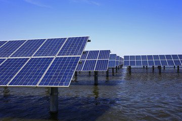 Solar panels on the water