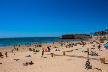 Beach. A sunny day on the beach of Cadiz. Andalusia, Spain. Picture taken – 6 may 2018.