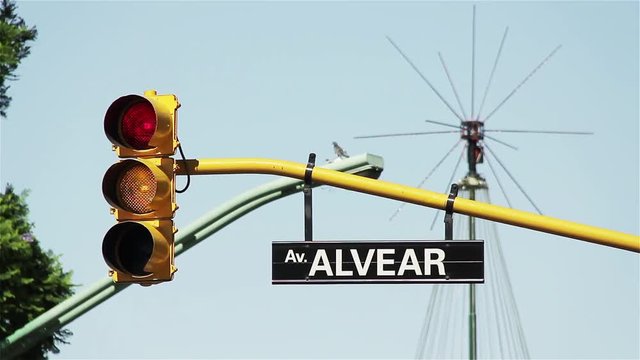 Traffic Light at Alvear Avenue in Buenos Aires (Argentina).  
