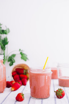 Healthy smoothie with strawberries