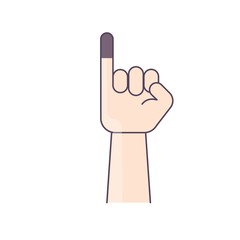 Vector Illustration Stained Finger. Election Ink, Indelible Ink, Electoral Stain, Phosphoric Ink