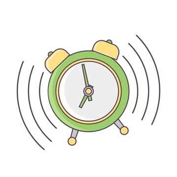 Vector Illustration Alarm. Icon Green Alarm Clock