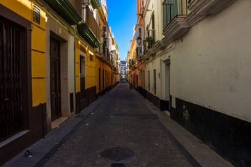Street. A sunny day in the street of Cadiz. Andalusia, Spain. Picture taken – 6 may 2018.