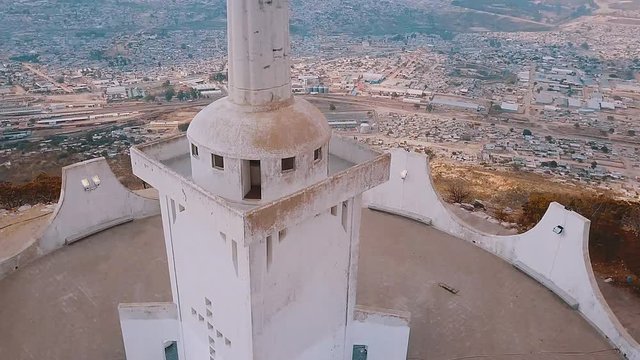 Aerial footage of King Christ, Lubango, Angola. Africa.