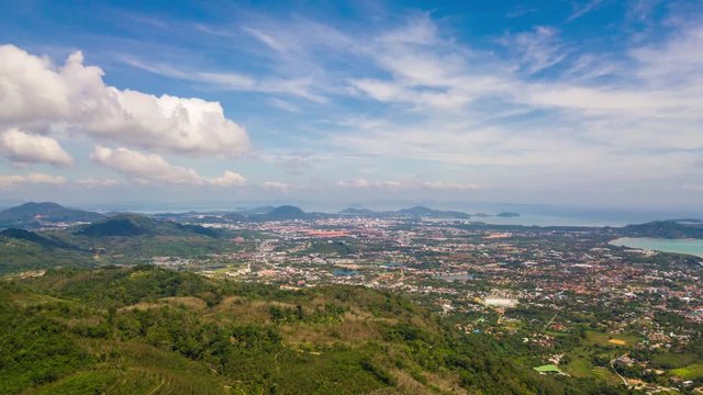 sunny day phuket town island aerial landscape panorama 4k timelapse thailand
