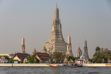 Close-up of Wat Chaeng temple and its towers in ban bangkok thailand