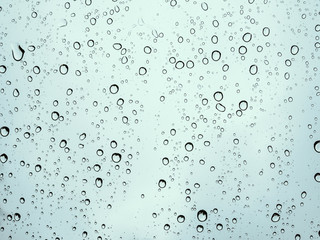 Raindrops on glass car texture.