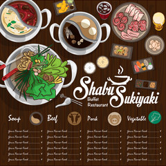 menu shabu sukiyaki restaurant template design graphic objects