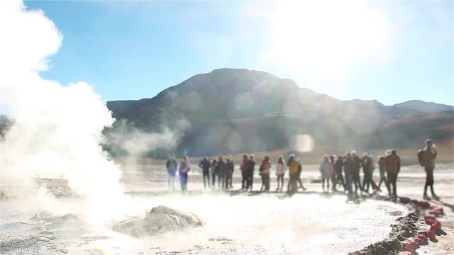 Erupting Geysers at El Tatio, Atacama desert, Chile.