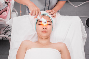 woman getting rf lifting procedure