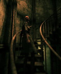 Fototapeta na wymiar Ghost woman in haunted house,3d illustration