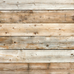 Obraz premium Old wood plank wall background weathered distressed faded pine grain wooden texture surface photo square format