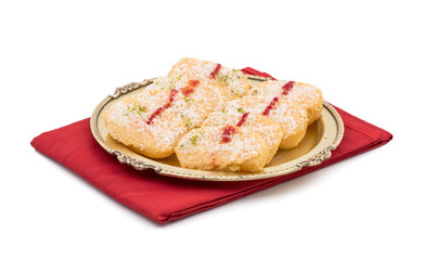 Indian Sweet Food Chena Toast isolated on white background