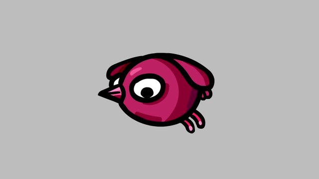 Flying fat pink-purple bird - loop with alpha. Good for any background and any use. 