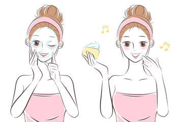 beauty cartoon skin care woman