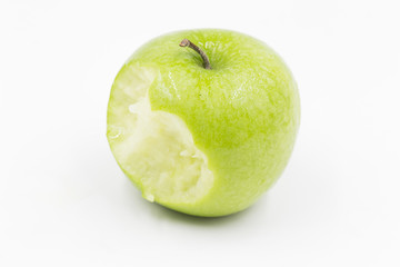bite apple green on white background